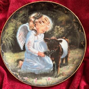Ethereal Angel with Calf 1990s Collector Plate